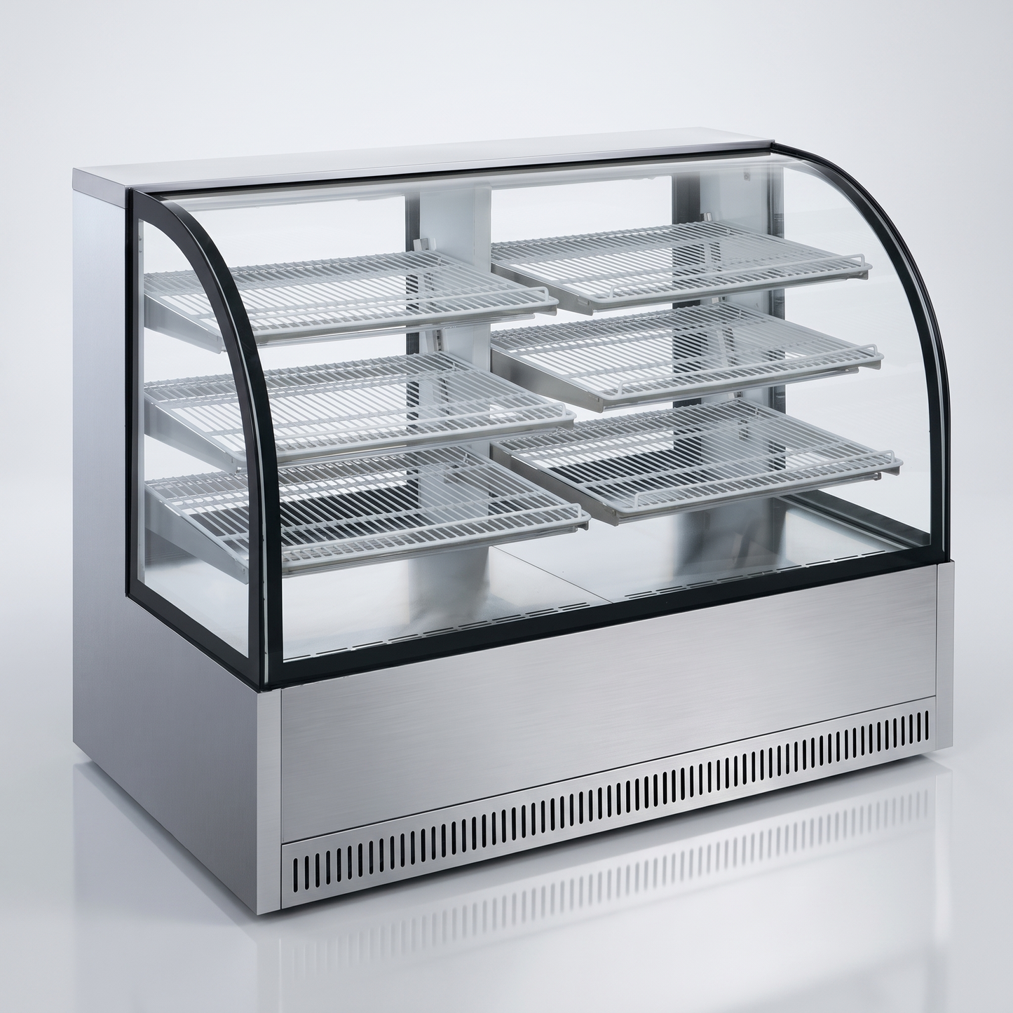 59" Curved Glass Refrigerated Showcase - Stainless Steel | CGBC-59-HC
