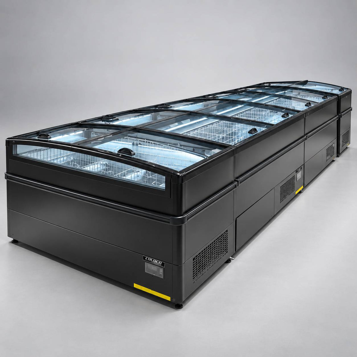 99″ LENGTH HIGH VOLUME GLASS TOP FREEZER, BLACK EXTERIOR, 220V / Coldco Model CIF-8HV-B