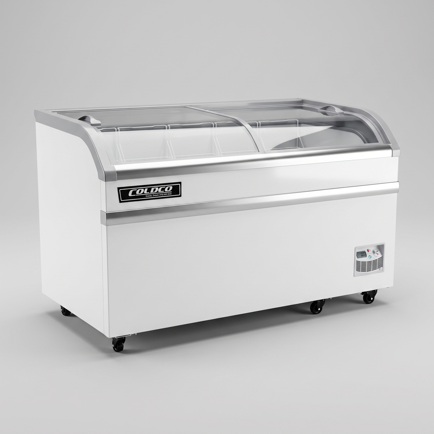 58″ Sliding Glass Top Freezer, White exterior / Coldco Model CSDV-58F-W