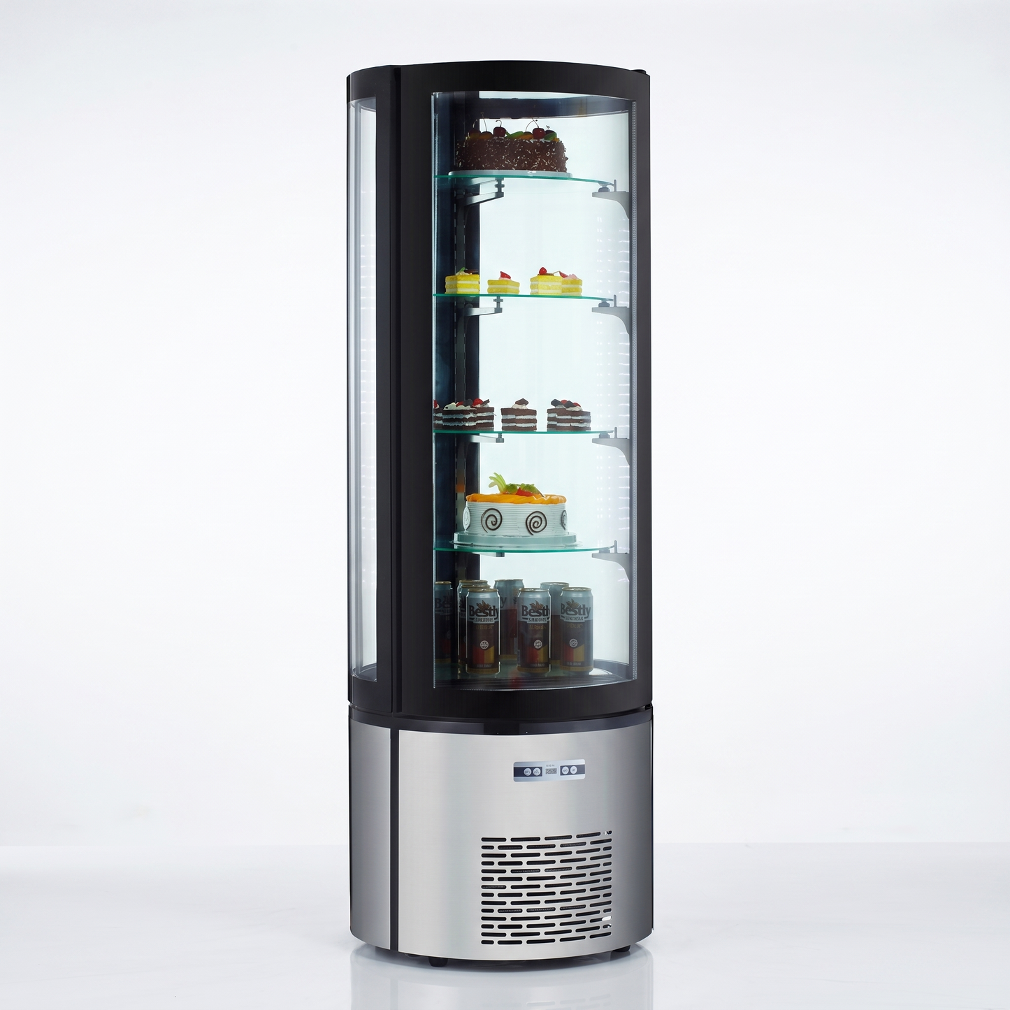 69" Height Refrigerated Circular Display Case - 27 Inch Diameter Stainless Steel / Coldco Model AC-400R