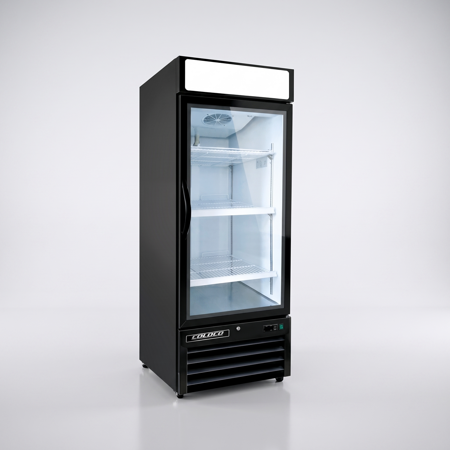 25" 1-Door Glass Refrigerator, Black Exterior, White Interior / Coldco Model BGD-16R-HC