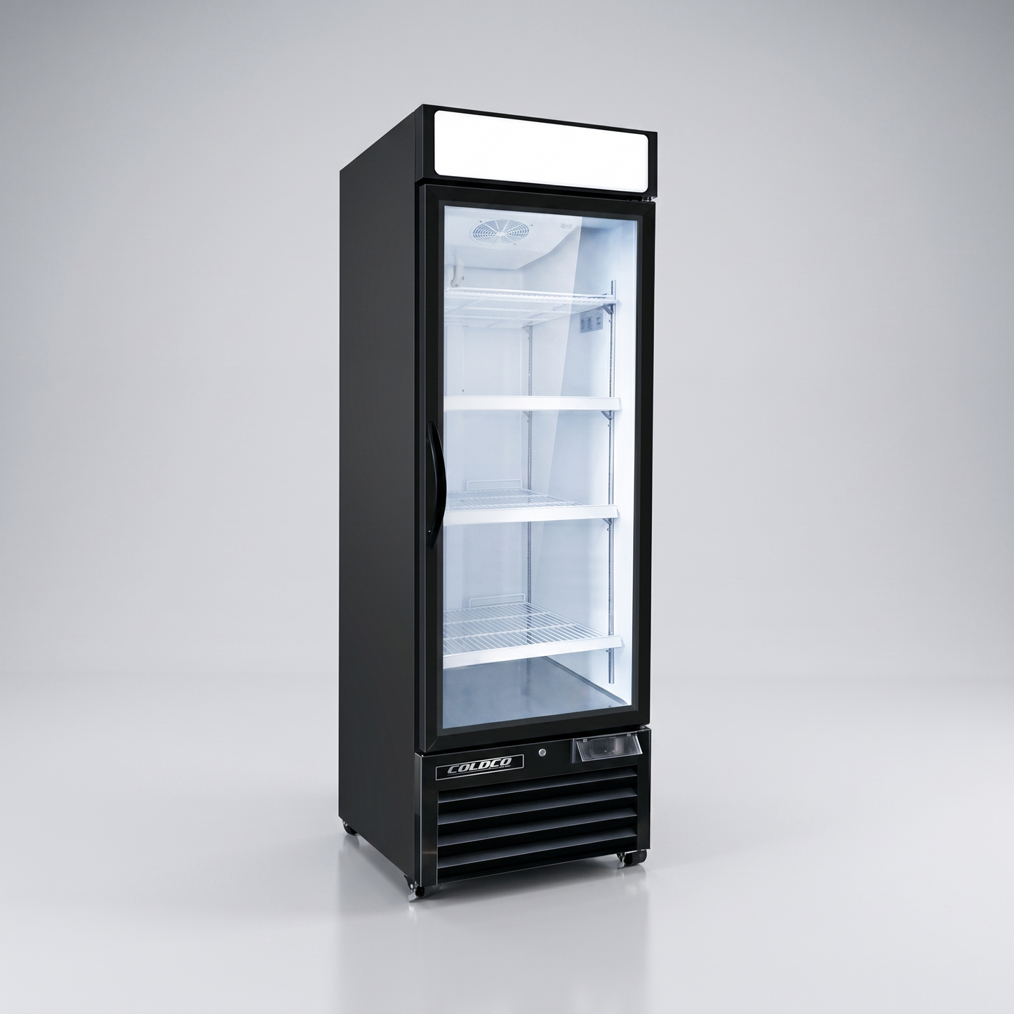 27" 1-Door Glass Freezer Black Exterior, White Interior / Coldco Model BGD-23F-HC