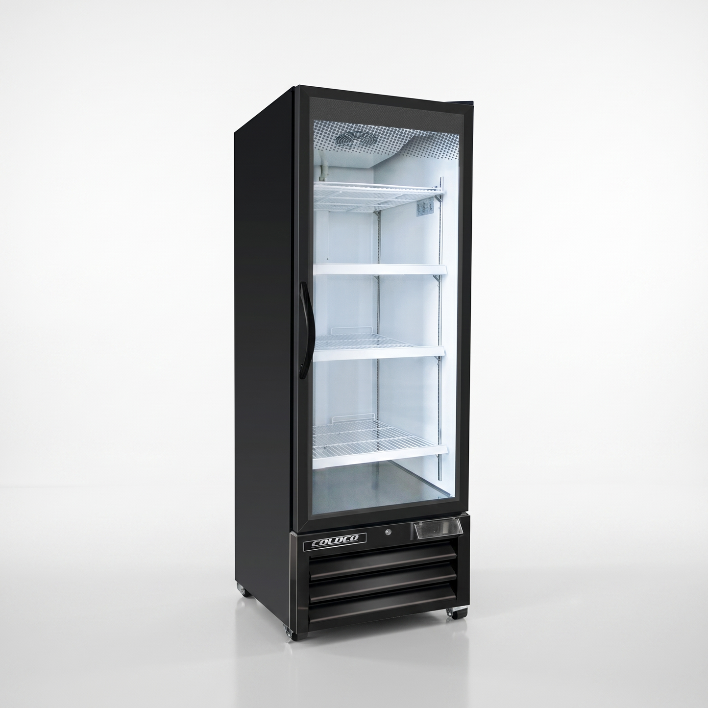 27" 1-Door Glass Freezer Black Exterior, White Interior / Coldco Model BGD-30F-HC