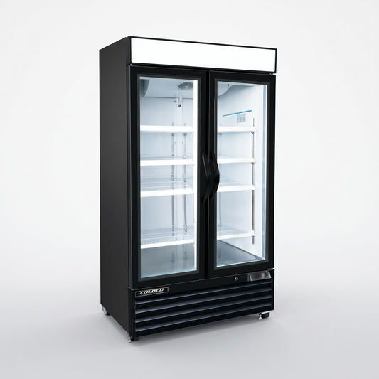 39.5" 2-Door Refrigerator Black Exterior, White Interior / Coldco Model BGD-36R-HC