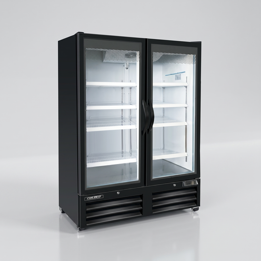 54" 2-Door Glass Freezer Black Exterior, White Interior / Coldco Model BGD-50F-HC