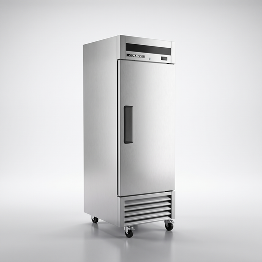 27" 1-Door Stainless Steel Freezer, Narrow 25.75" Depth / Coldco Model BSD-19F-HC