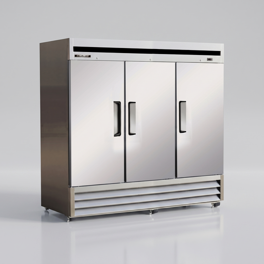81" 3-Door Stainless Steel Refrigerator Solid Door / Coldco Model BSD-3R-HC