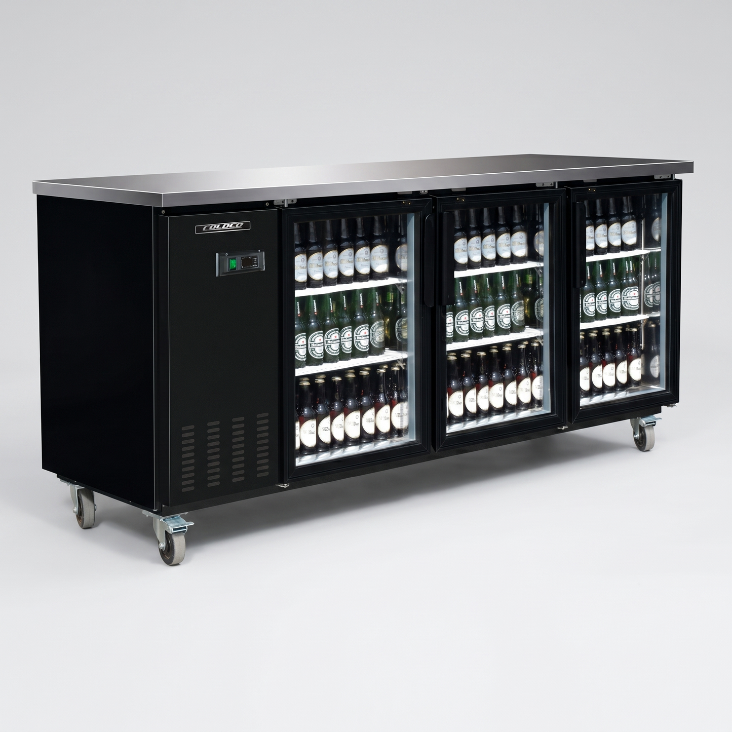 90.4" 3-Glass Door Back Bar Refrigerator / Coldco Model CBB-9G