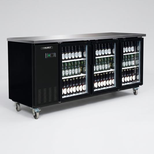 90.4" 3-Glass Door Back Bar Refrigerator / Coldco Model CBB-9G