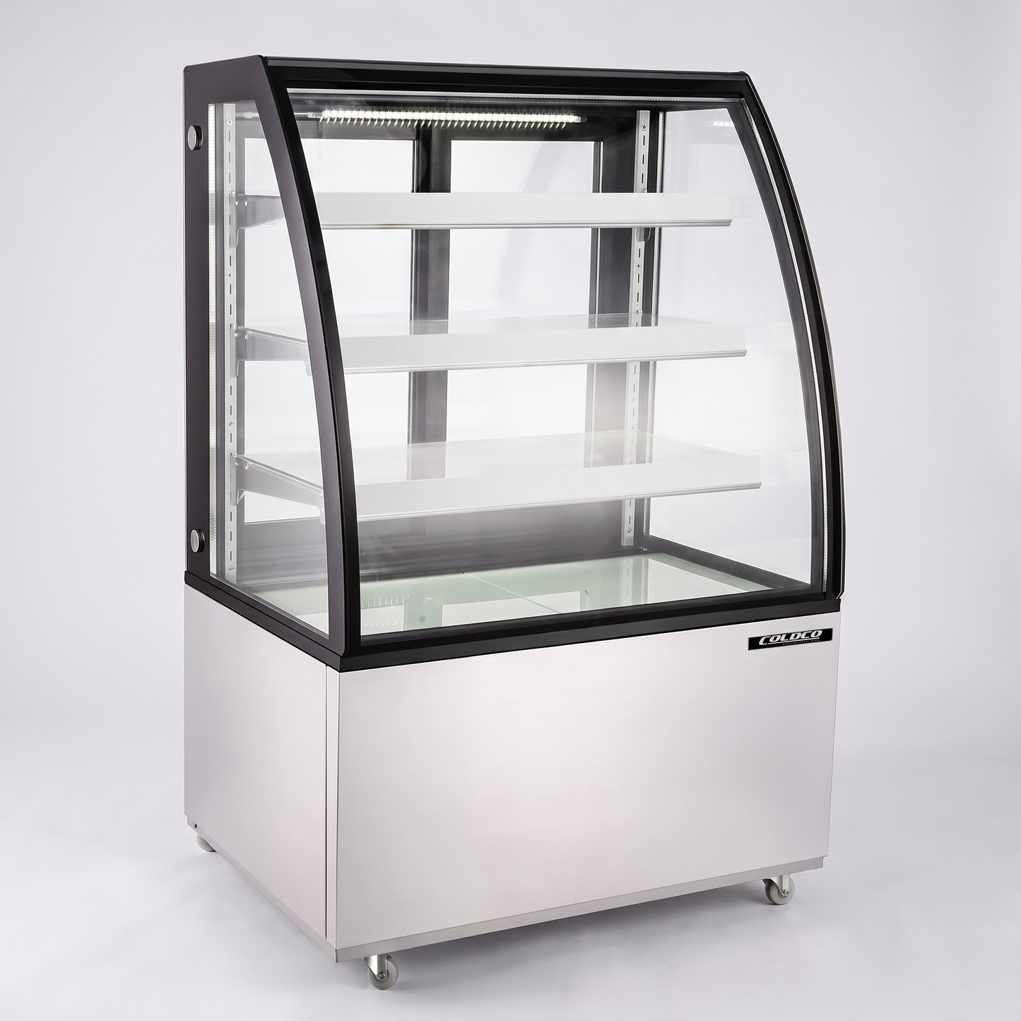 36" Curved Glass Refrigerated Showcase - Stainless Steel | CD-36-3C-S