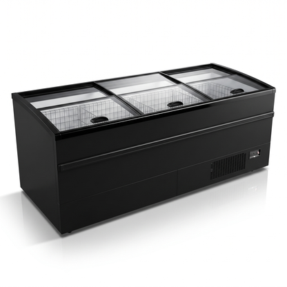 99″ LENGTH HIGH VOLUME GLASS TOP FREEZER, BLACK EXTERIOR, 220V / Coldco Model CIF-8HV-B