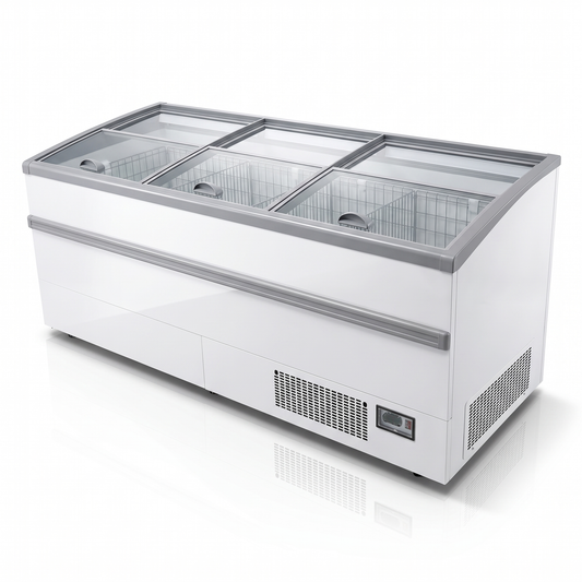 99″ LENGTH HIGH VOLUME GLASS TOP FREEZER, WHITE EXTERIOR, 220V / Coldco Model CIF-8HV