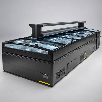 99″ LENGTH HIGH VOLUME GLASS TOP FREEZER, BLACK EXTERIOR, 220V / Coldco Model CIF-8HV-B