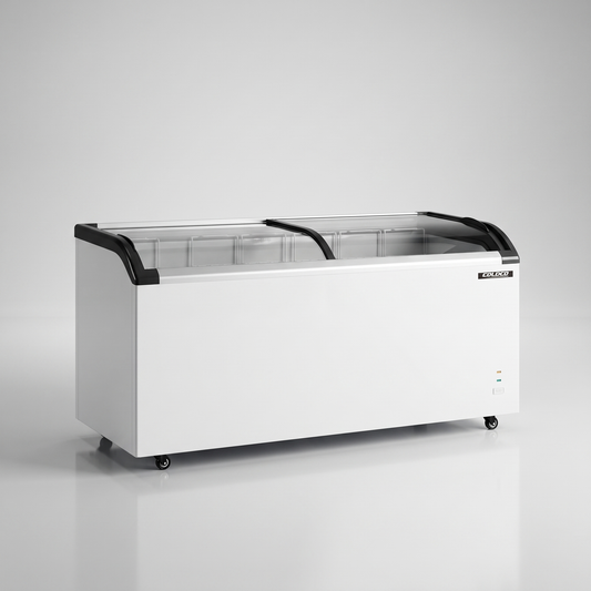 72″ Sliding Glass Top Freezer, White Exterior / Coldco Model CSD-72F