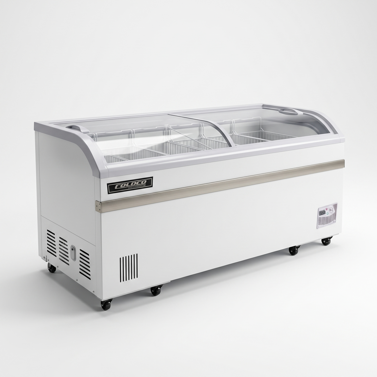 79″ Sliding Glass Top Freezer, White exterior / Coldco Model CSDV-79F-W