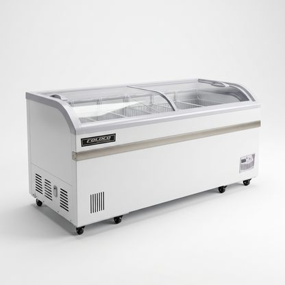 79″ Sliding Glass Top Freezer, White exterior / Coldco Model CSDV-79F-W