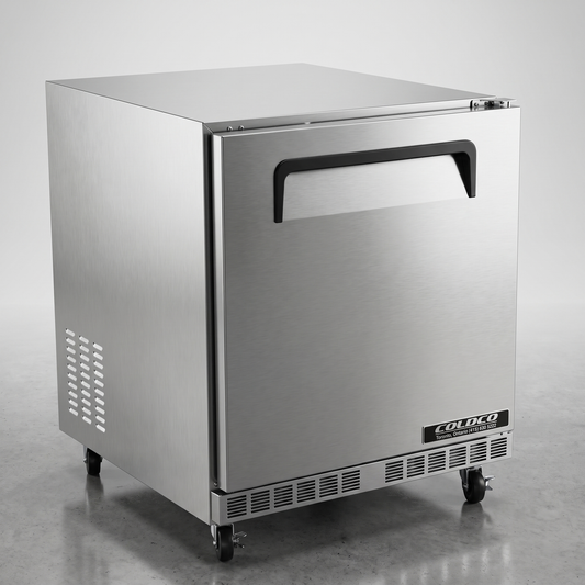 27.5" Under Counter Front Breathing Refrigerator, 31.5" Height, Stainless Steel Exterior / Coldco Model CUC-26R-HC