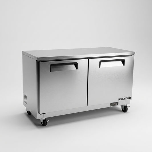 48" Under Counter 2-Door Freezer, Stainless Steel Exterior & Interior / Coldco Model CUC-48F-HC