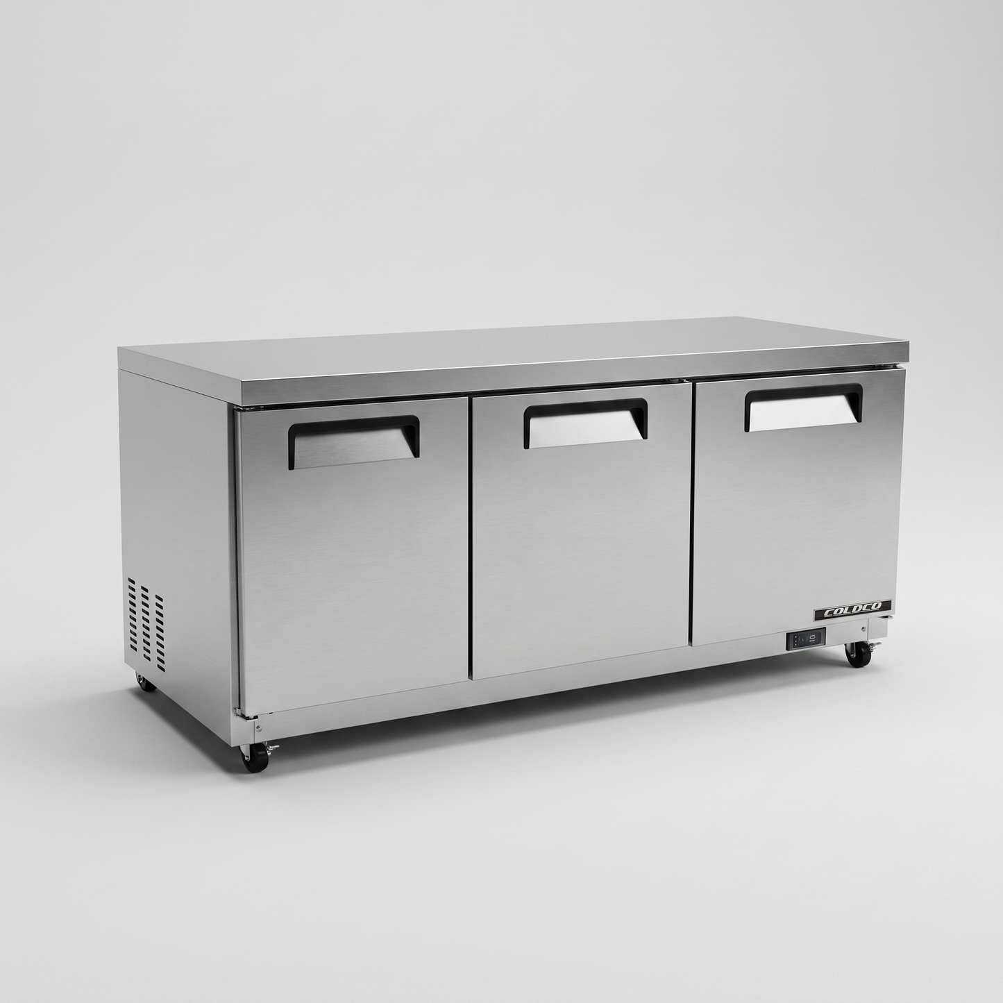 72" Under Counter 3-Door Refrigerator, Stainless Steel Exterior & Interior / Coldco Model CUC-72R-HC