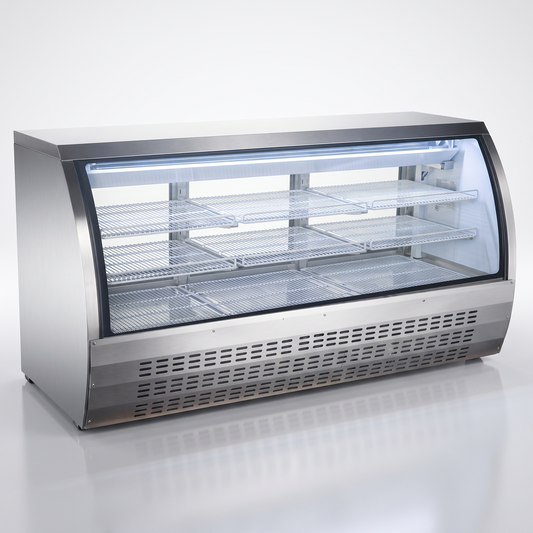 82" Curved Glass Deli Showcase - Stainless Steel | DC-82-HC