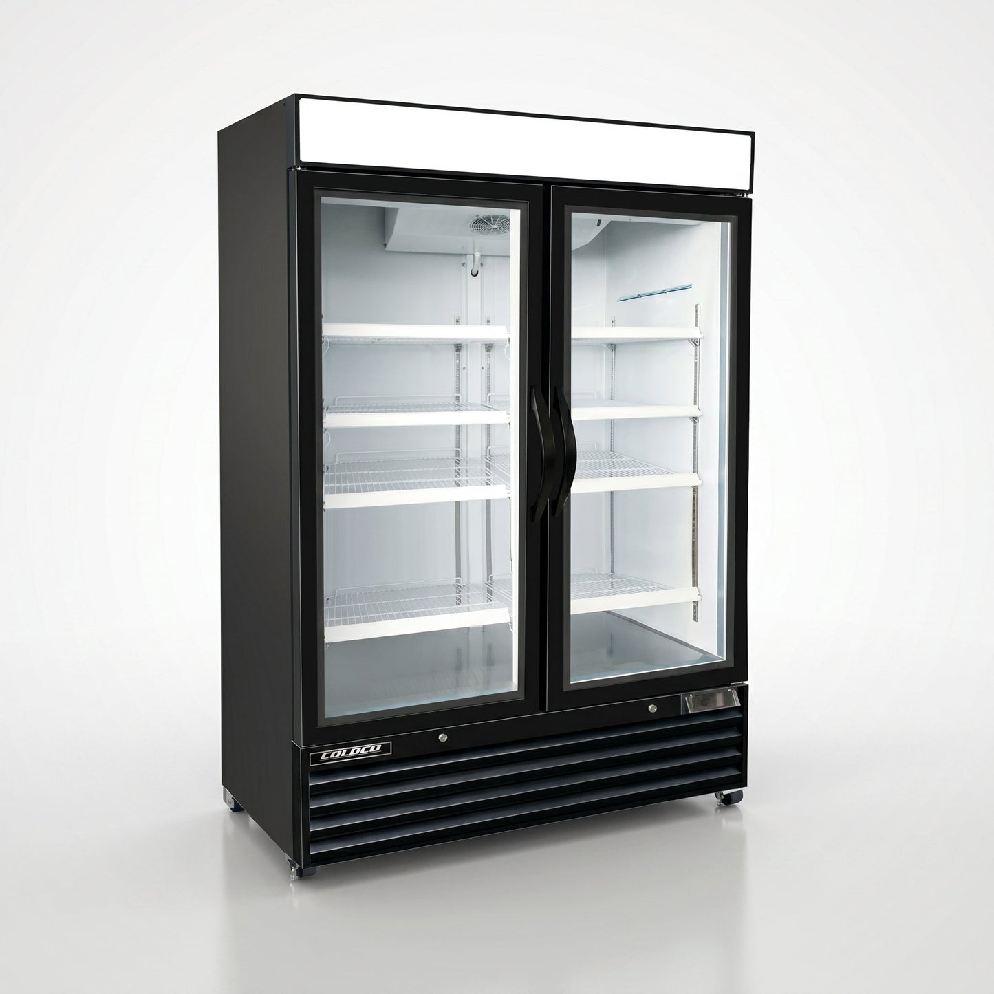 54" 2-Door Freezer Black Exterior, White Interior / Coldco Model BGD-48F-HC