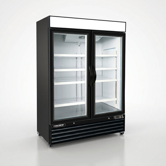 54" 2-Door Freezer Black Exterior, White Interior / Coldco Model BGD-48F-HC