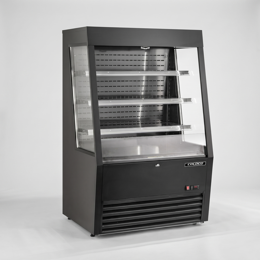36" Low Profile Refrigerated Open Display Showcase - Black Exterior/Interior / Coldco Model RS-36L-B