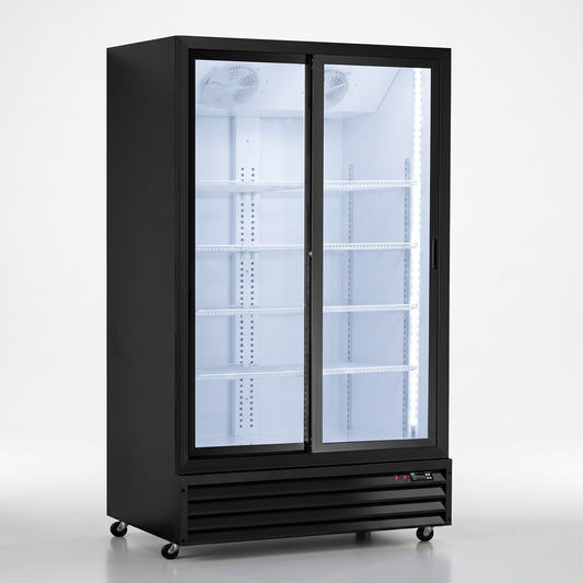 52.5" 2-Door Glass Refrigerator Vertical Sliding Door / Coldco Model SD-1200SLT