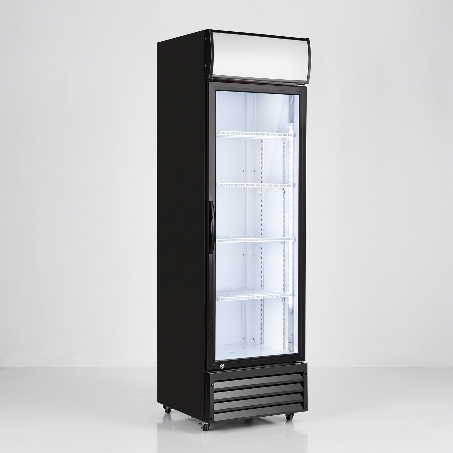 24" 1-Door Glass Refrigerator, Black Exterior, White Interior / Coldco Model SS400FV