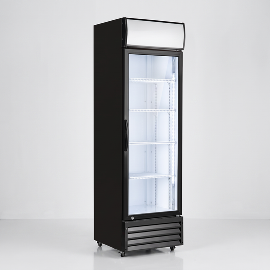 24" 1-Door Glass Refrigerator, Black Exterior, White Interior / Coldco Model SS400FV