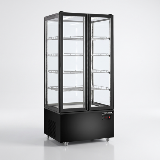 78.5" Height, 2-Door Refrigerated Display Case - Black Exterior | ST-600B