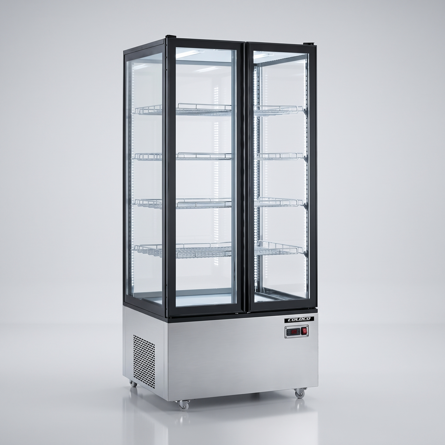 78.5" Height, 2-Door Refrigerated Display Case - Stainless Steel | ST-600S