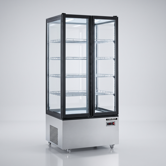 78.5" Height, 2-Door Refrigerated Display Case - Stainless Steel | ST-600S